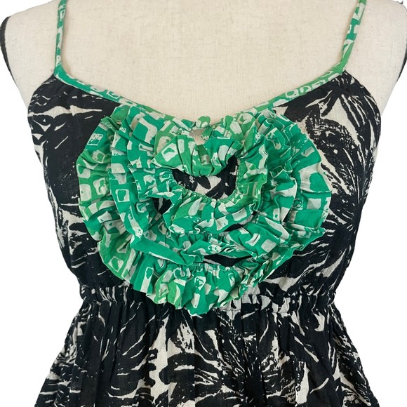ANTHROPOLOGIE WE LOVE VERA BLACK FLORAL STAMP ART DRESS SUNDRESS SIZE 0 - Picture 4 of 11